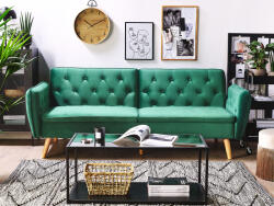 MAXISHOP Italia Collection Canapea extensibila cu 2 locuri BARDU Catifea Verde inchis Canapea