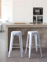 MAXISHOP Italia Collection Set de 2 scaune de bar CABRILLO Metal Alb
