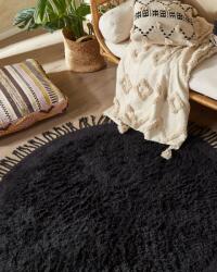 MAXISHOP Italia Collection Covor BITLIS Negru o 140 cm Bumbac Covor