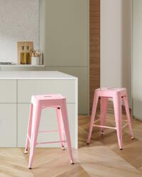 MAXISHOP Italia Collection Set de 2 scaune de bar CABRILLO Metal Roz