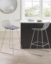 MAXISHOP Italia Collection Set de 2 scaune de bar FREDONIA Metal Argintiu