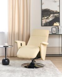 MAXISHOP Italia Collection Fotoliu cu recliner PRIME Suport pentru picioare retractabil Piele ecologica Bej deschis