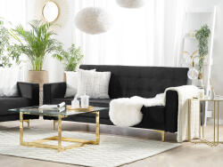 MAXISHOP Italia Collection Canapea extensibila cu 3 locuri ABERDEEN Catifea Negru Canapea
