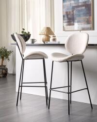MAXISHOP Italia Collection Set de 2 scaune de bar LUANA Boucle Alb