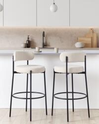 MAXISHOP Italia Collection Set de 2 scaune de bar ALLISON Boucle Alb