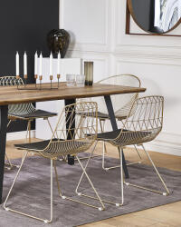 MAXISHOP Italia Collection Set de 2 scaune dining HARLAN Metal Auriu