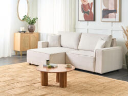 MAXISHOP Italia Collection Canapea extensibila cu 3 locuri KARILA Bej deschis cu depozitare Dreapta Canapea