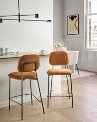 MAXISHOP Italia Collection Set de 2 scaune de bar DUETTE Catifea Maro auriu