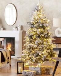 Maxishop Brad de Craciun artificial cu zapada LED MIETTE 180 cm Alb