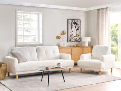 MAXISHOP Italia Collection Canapea cu 3 locuri TUVE Boucle Alb Canapea