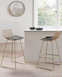MAXISHOP Italia Collection Set de 2 scaune de bar FREDONIA Metal Auriu
