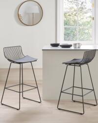 MAXISHOP Italia Collection Set de 2 scaune de bar FREDONIA Metal Negru