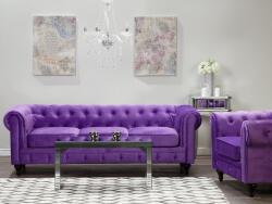 MAXISHOP Italia Collection Canapea cu 3 locuri CHESTERFIELD Catifea Violet Canapea
