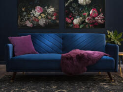 MAXISHOP Italia Collection Canapea extensibila cu 3 locuri SENJA Catifea Bleumarin Canapea