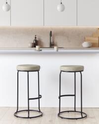 MAXISHOP Italia Collection Set de 2 scaune de bar MILROY Piele ecologica Gri deschis