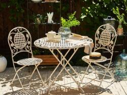 MAXISHOP Italia Collection Masa de gradina BIVIO 90 cm 90 cm Metal Alb-murdar