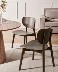 MAXISHOP Italia Collection Set de 2 scaune dining OVERLY Lemn Maro inchis