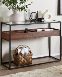 MAXISHOP Italia Collection Masa consola WACO Sticla securizata Negru