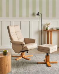 MAXISHOP Italia Collection Fotoliu cu recliner EPSE cu taburet Piele ecologica Bej