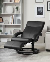 MAXISHOP Italia Collection Fotoliu cu recliner MIGHT Suport pentru picioare retractabil Piele ecologica Negru