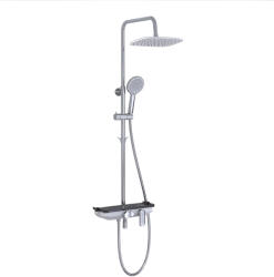 Lemark Coloana de dus Lemark Tropic LM7012C-EU, crom, cu baterie, cap de dus tip tropic si pipa pivotanta