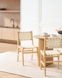 MAXISHOP Italia Collection Set de 2 scaune dining HUMBLE Lemn de cauciuc Maro deschis