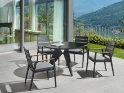MAXISHOP Italia Collection Masa dining de exterior OLMETTO 83 cm 110 cm Sticla Negru