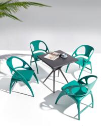 MAXISHOP Italia Collection Set de 4 scaune de gradina Pliabil NEMI Albastru verzui