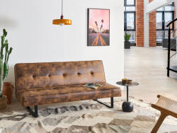 MAXISHOP Italia Collection Canapea extensibila cu 3 locuri DERBY Piele ecologica Maro auriu Canapea