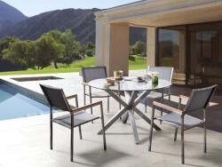 MAXISHOP Italia Collection Masa dining de exterior MALETTO 120 cm 120 cm Sticla Argintiu