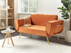 MAXISHOP Italia Collection Canapea extensibila cu 2 locuri SAARELA Catifea Portocaliu Canapea