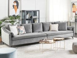 MAXISHOP Italia Collection Canapea cu 4 locuri AURE Catifea Gri deschis Canapea