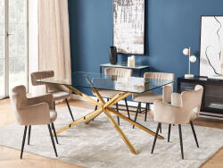 MAXISHOP Italia Collection Masa de dining CORA Auriu 160 cm 90 cm Sticla securizata
