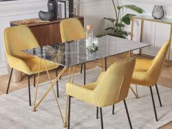 MAXISHOP Italia Collection Masa de dining KENTON Negru marmura 140 cm 80 cm Sticla securizata