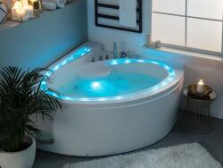 MAXISHOP Italia Collection Cada de colt LED cu hidromasaj PELICAN 206 x 165 cm Alb