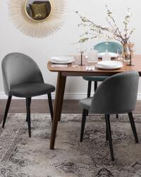 MAXISHOP Italia Collection Set de 2 scaune dining VISALIA Catifea Gri