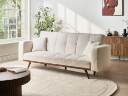 MAXISHOP Italia Collection Canapea extensibila cu 3 locuri HJULBY Boucle Alb-murdar Canapea