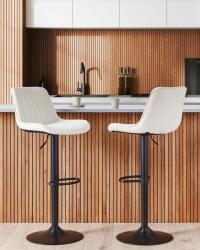MAXISHOP Italia Collection Set de 2 scaune de bar DUBROVNIK Catifea Pivotant Bej deschis