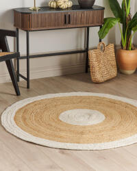 MAXISHOP Italia Collection Covor YAYALAR Alb-murdar o 140 cm Iuta Covor