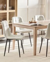 MAXISHOP Italia Collection Set de 4 scaune dining POWELL Catifea Alb-murdar