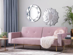 MAXISHOP Italia Collection Canapea extensibila cu 3 locuri VISNES Catifea Roz Canapea