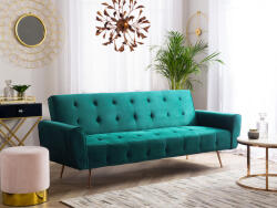MAXISHOP Italia Collection Canapea extensibila cu 3 locuri SELNES Catifea Verde smarald Canapea