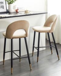 MAXISHOP Italia Collection Set de 2 scaune de bar FALTON Catifea Bej