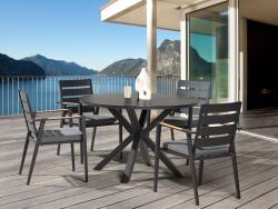MAXISHOP Italia Collection Masa dining de exterior MALETTO 120 cm 120 cm Sticla Negru - sanitare-online - 2 758,80 RON