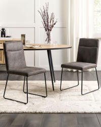 MAXISHOP Italia Collection Set de 2 scaune dining NEVADA Gri inchis