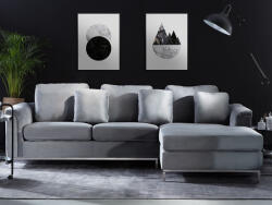 MAXISHOP Italia Collection Coltar cu 4 locuri OSLO Catifea Gri Stanga