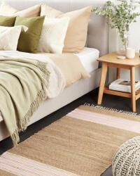 MAXISHOP Italia Collection Covor MIRZA Roz pastel 80 x 150 cm Iuta Covor