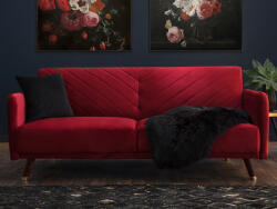 MAXISHOP Italia Collection Canapea extensibila cu 3 locuri SENJA Catifea Rosu inchis Canapea