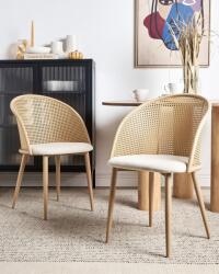 MAXISHOP Italia Collection Set de 2 scaune dining CORNELL Metal Bej deschis