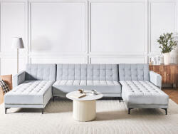 MAXISHOP Italia Collection Canapea modulara extensibila in forma de U cu 5 locuri ABERDEEN Catifea Gri deschis Canapea